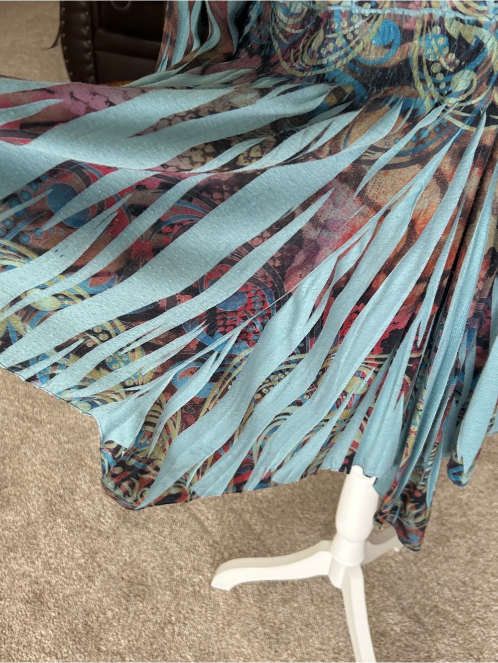 Apt. 9 Teal Multi-Print Asymmetrical V-Neck Tunic - Picture 7 of 8